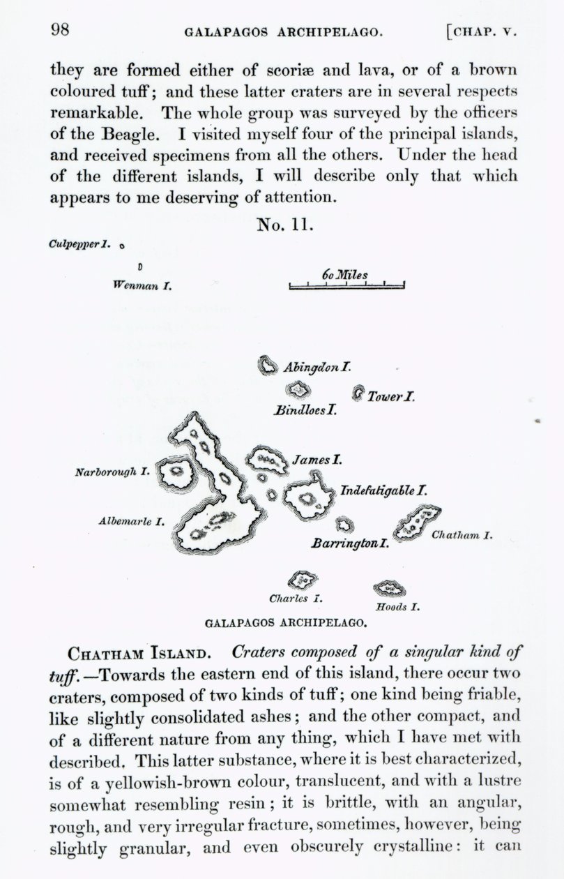 Galapagos Takımadaları Haritası, 1844 by English School