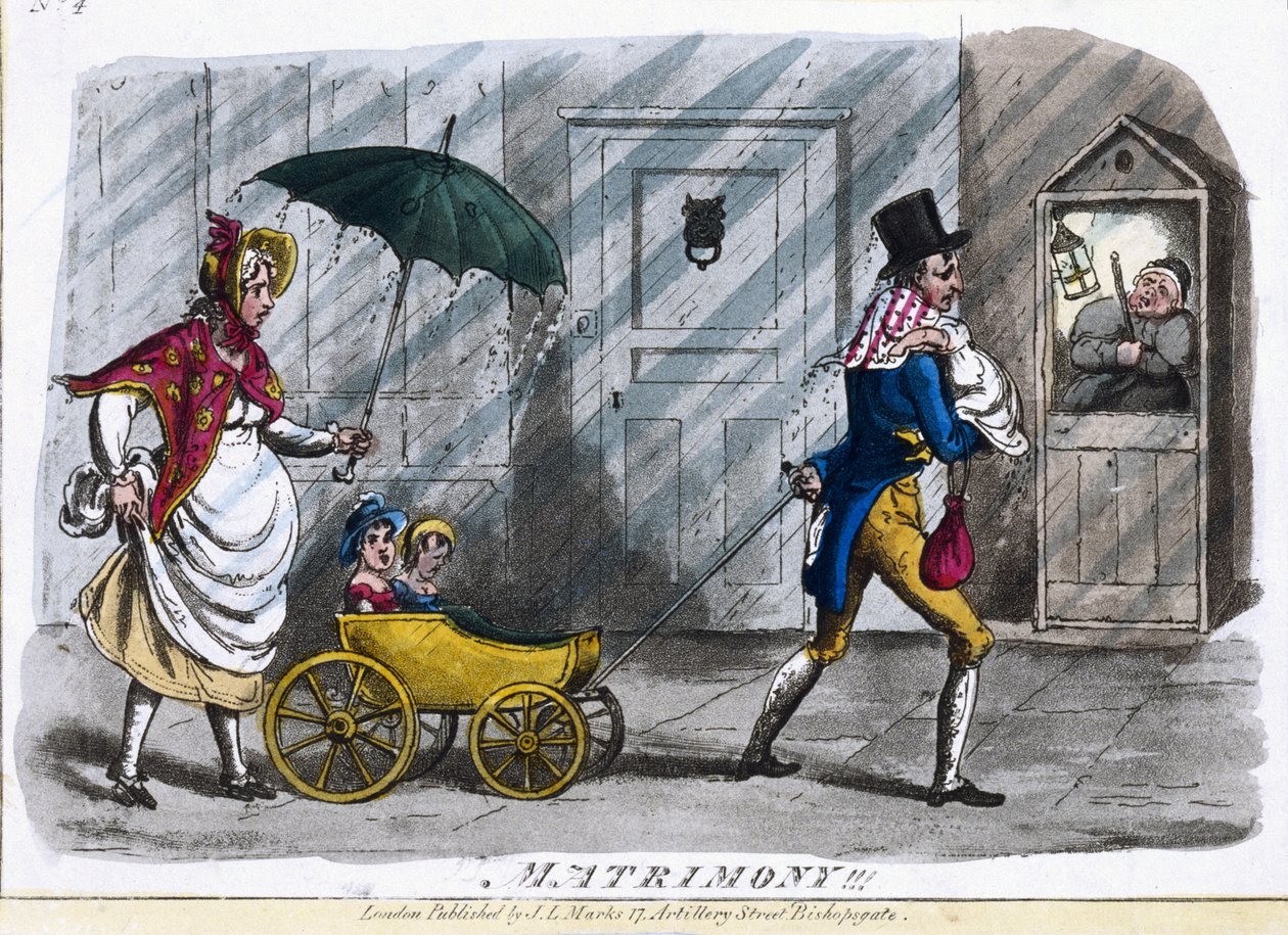 Evlilik!, c.1810 (renkli gravür) by English School