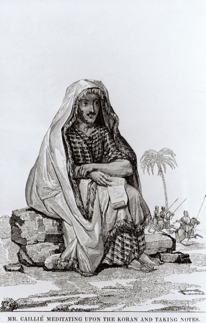 Bay Caillie (1799-1838) Kuran Üzerinde Meditasyon Yapıyor ve Notlar Alıyor by English School