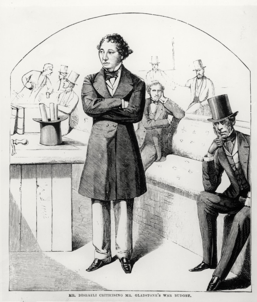 Bay Disraeli, Bay Gladstones Savaş Bütçesini Eleştiriyor c.1853-54 by English School