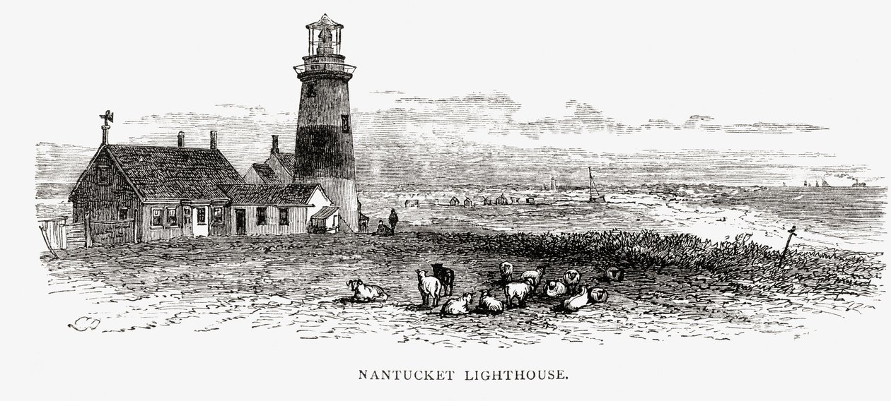 Nantucket Deniz Feneri, Massachusetts, c.1870, The Religion Tract Society tarafından yayınlanan 