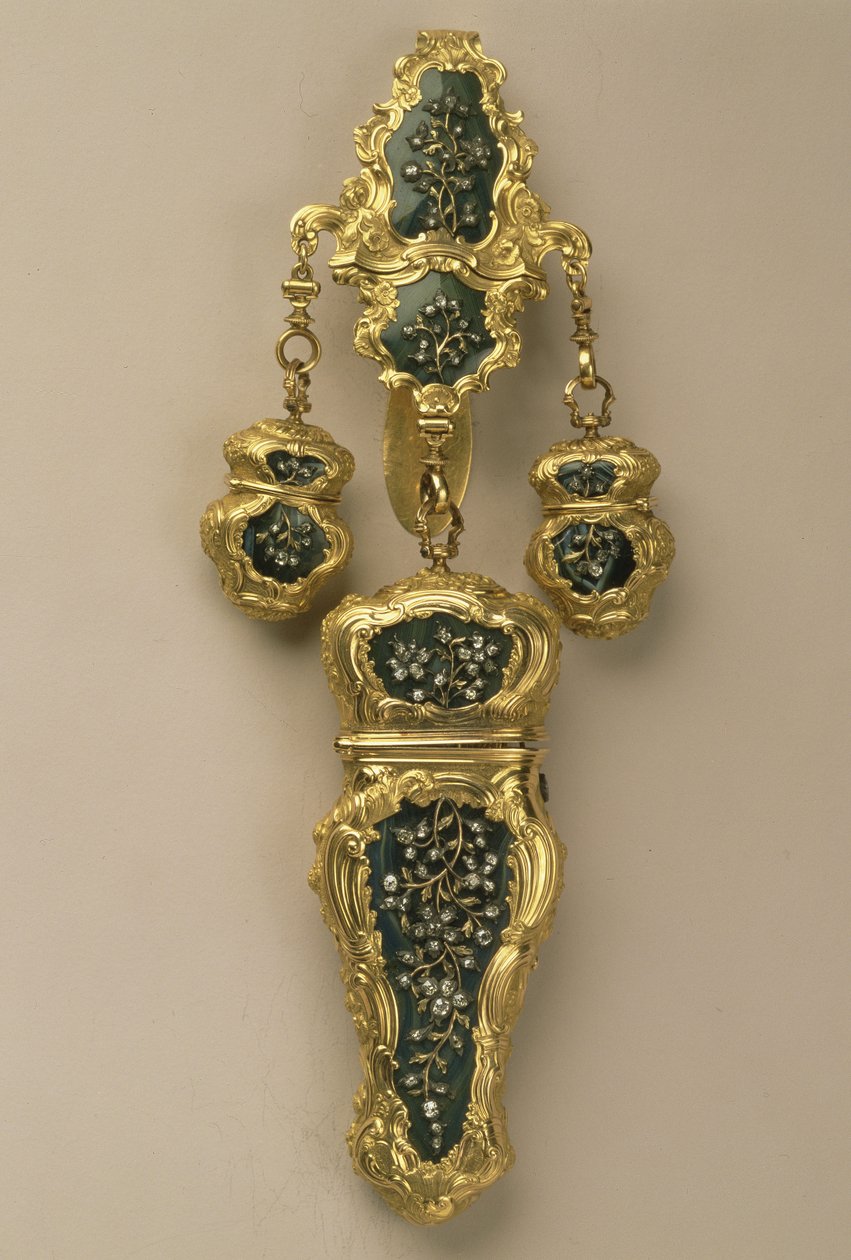 Necessaire on a chatelaine, Thomas Tearle, Londra, 1752-53 (akik, altın ve elmas) by English School