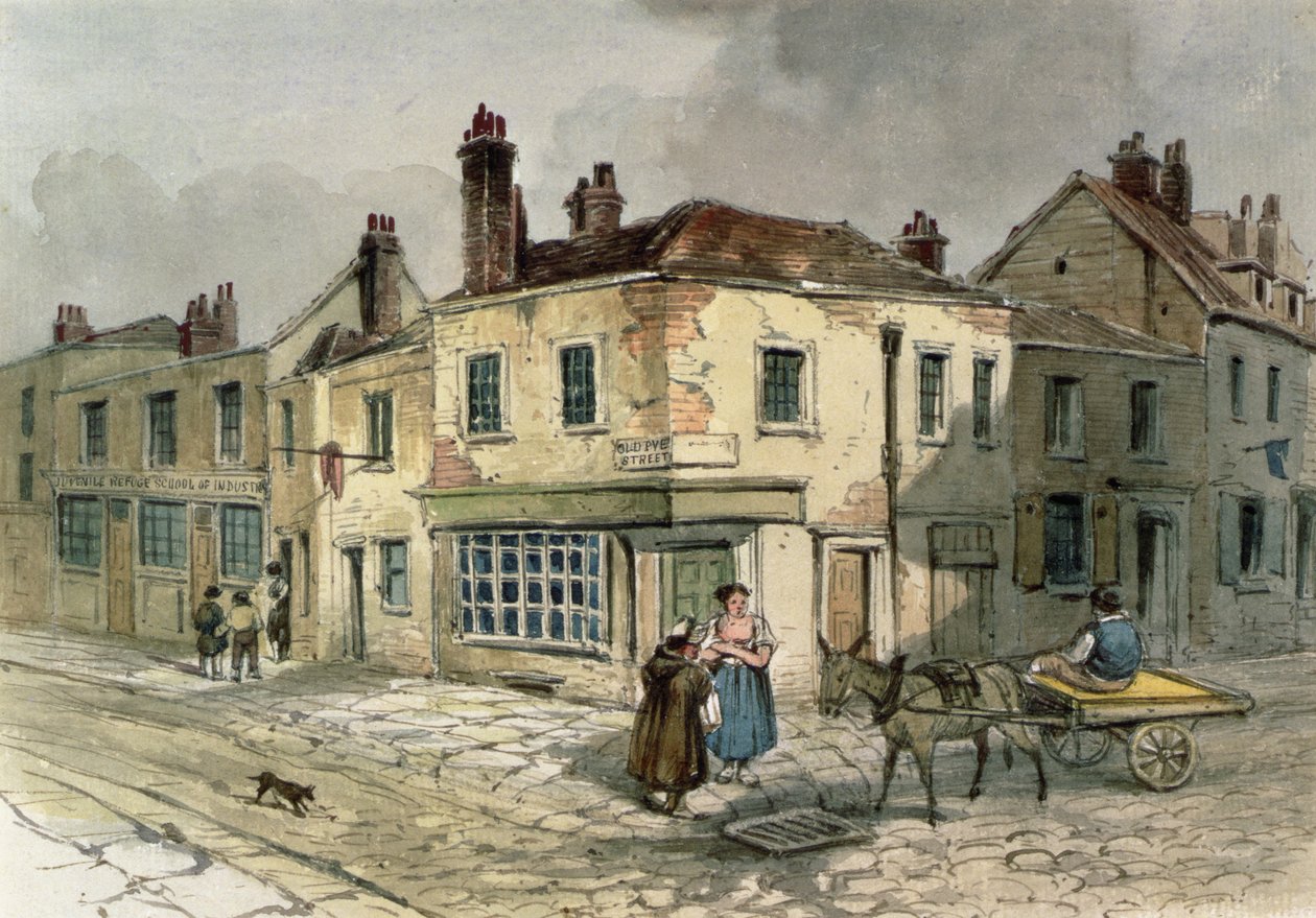Old Pye Street, Westminster, 1849 (kağıt üzerinde wc) by English School