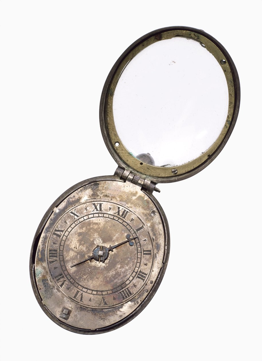 Oval Puritan saat, c.1650 (gümüş) (ayrıca bkz. 259585) by English School