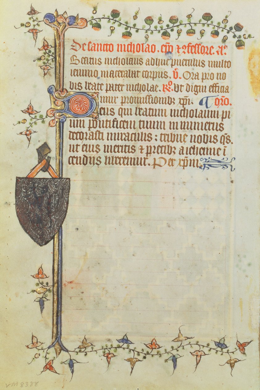 Bir saat kitabından sayfa, c.1400-40 by English School