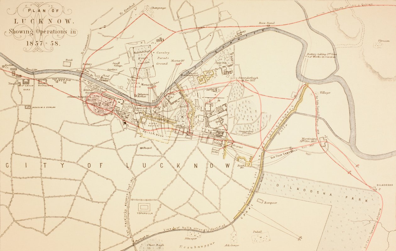 Lucknow Planı, 1883 by English School