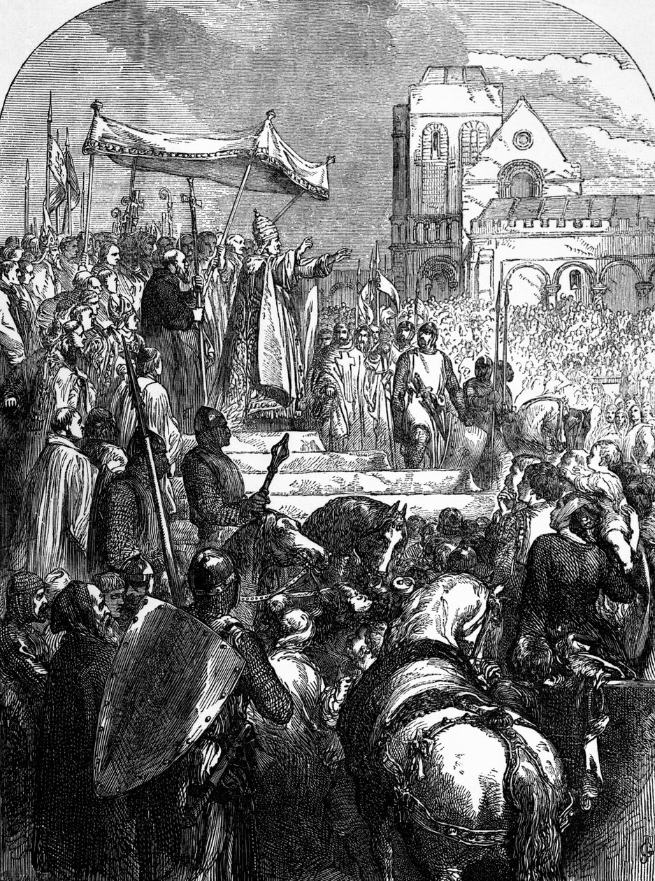Pope Urban II (c.1035-99) Preaching the First Crusade in the Market Place of Clermont in 1095   by English School
