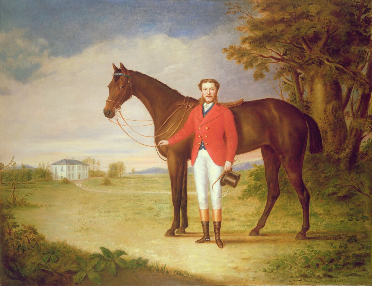 Atlı bir beyefendinin portresi, c.1840 (çift 80978) by English School