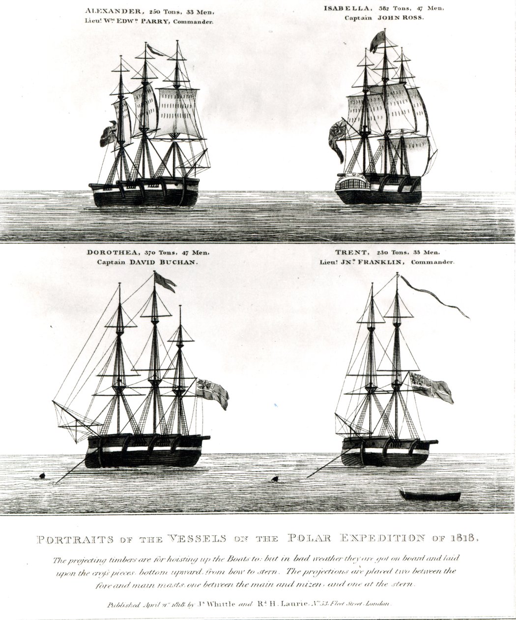 Portraits of the vessels on the Polar Expedition, 1818   by English School