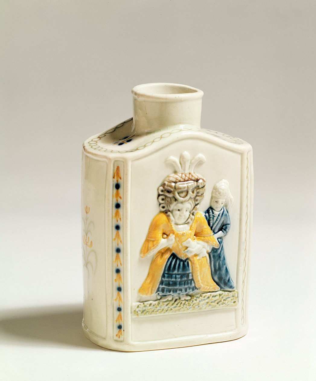 Bayan modası karikatürleriyle süslenmiş prattware çay kutusu, c.1790-1800 (seramik) by English School