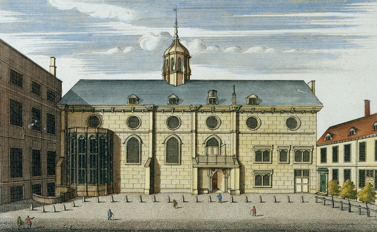 Londra ve Banliyölerin Premier Haritası: The Bank of England in ye Poultry, 1724 (el renkli gravür) by English School