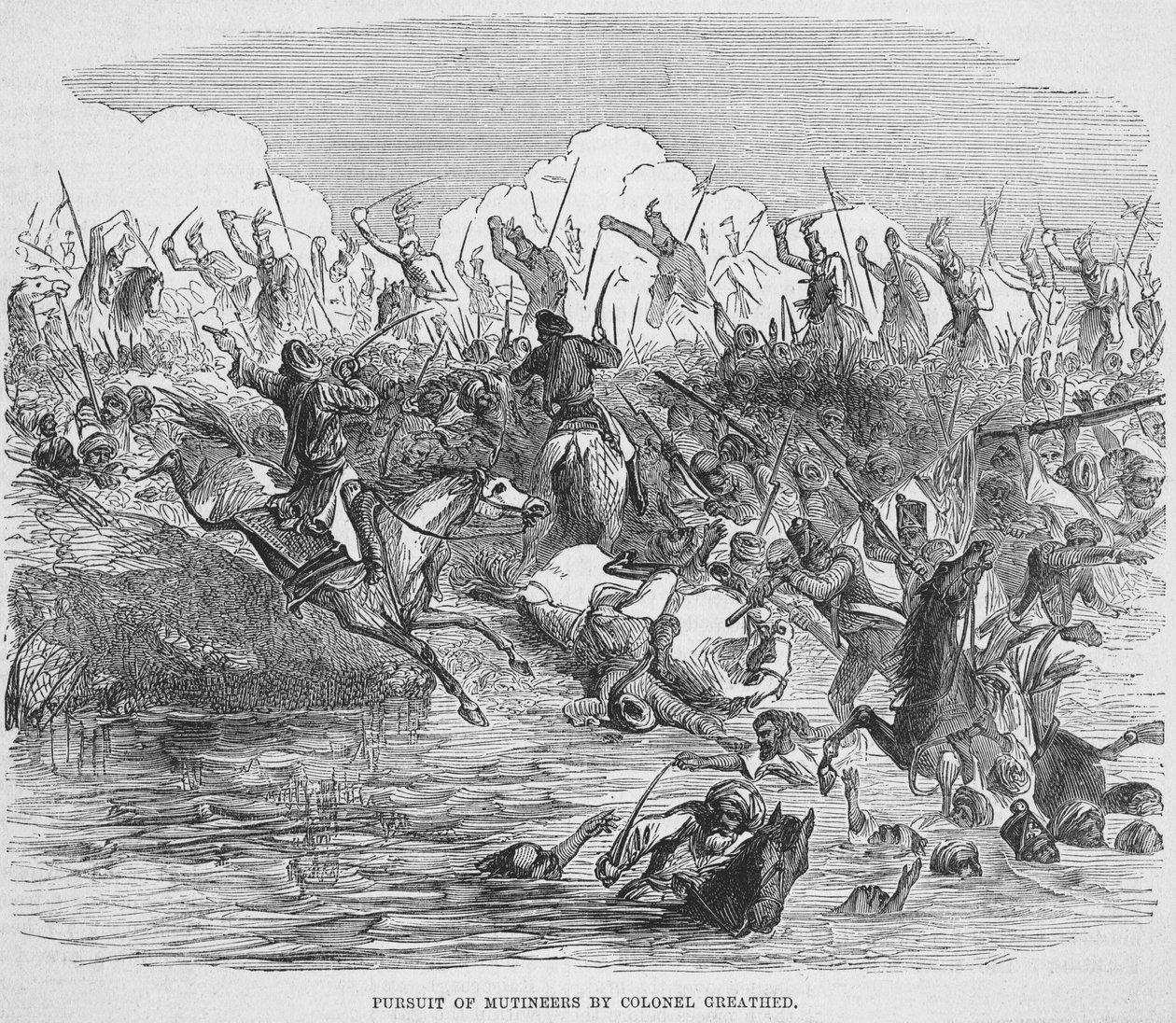 Albay Greathed tarafından isyancıların takibi, 1857 by English School