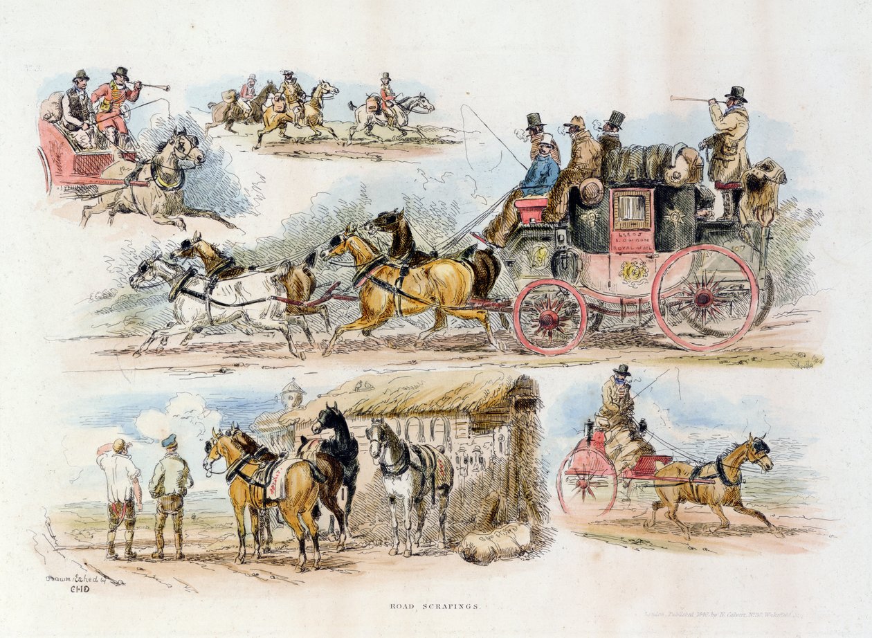 Road Scrapings, 1840 (colour engraving) by English School