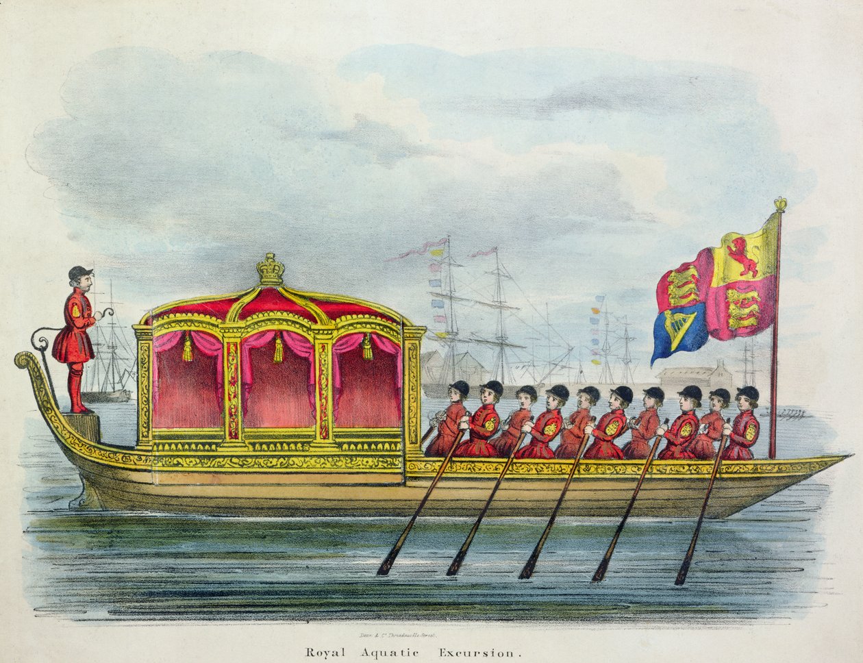 Royal Aquatie Gezisi (renkli gravür) by English School