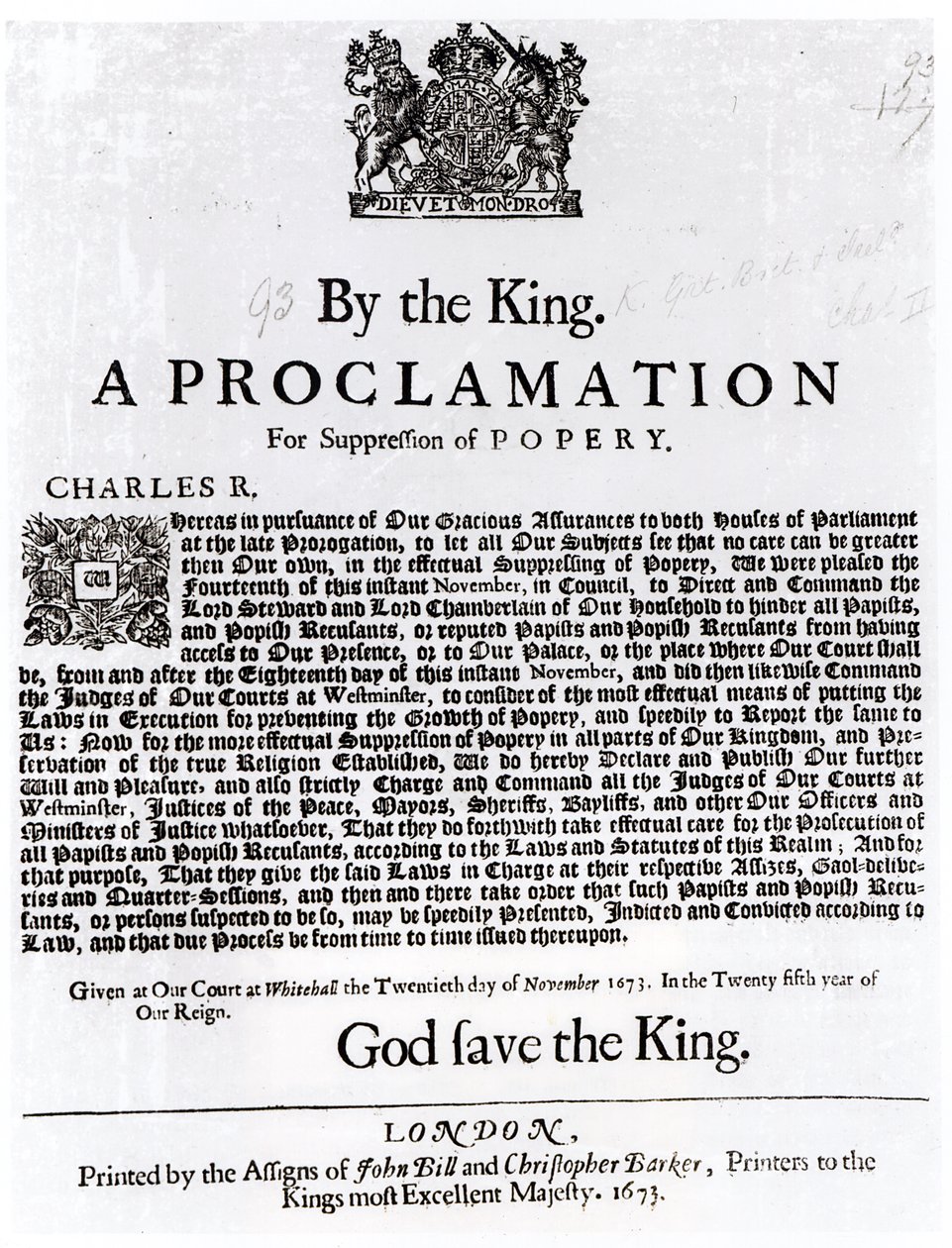 Kraliyet Deklarasyonu, 1675 by English School