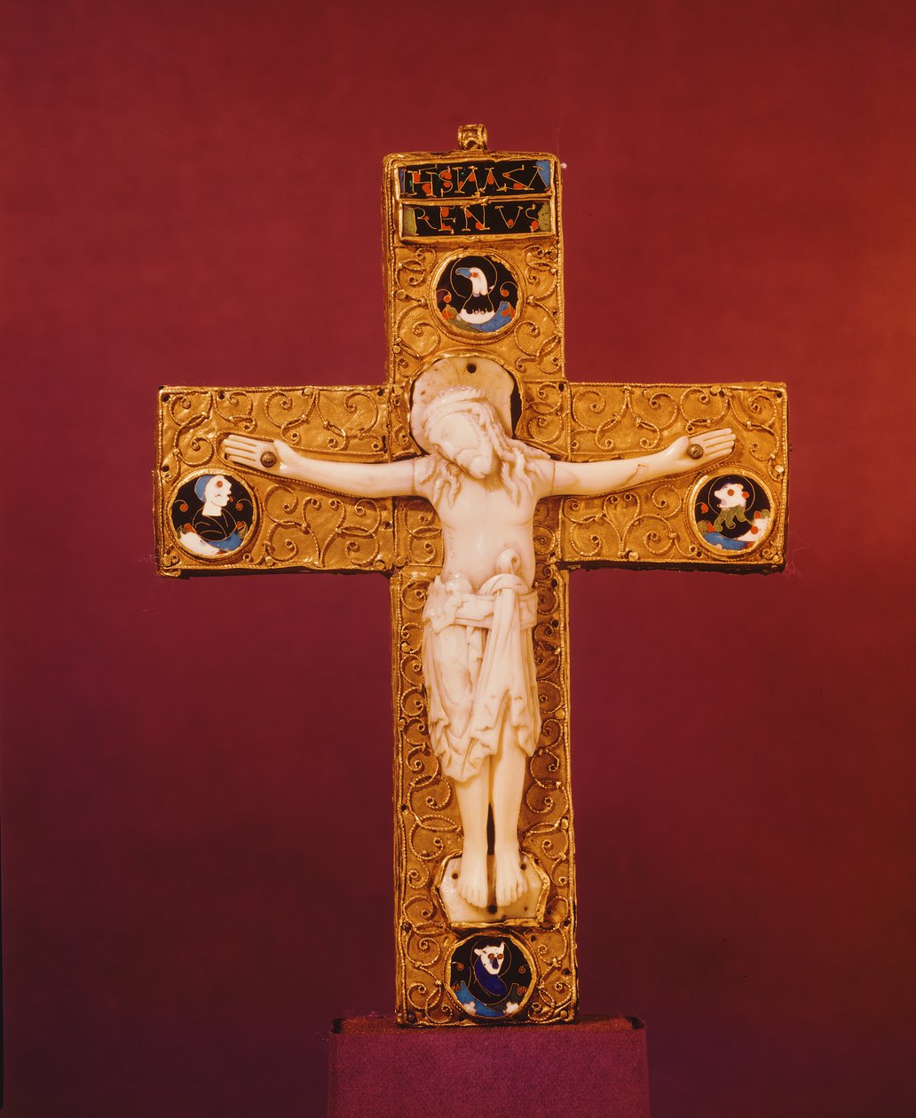 Saxon Crucifix, Anglo-Saxon, c.1000 (ivory and gold) by English School
