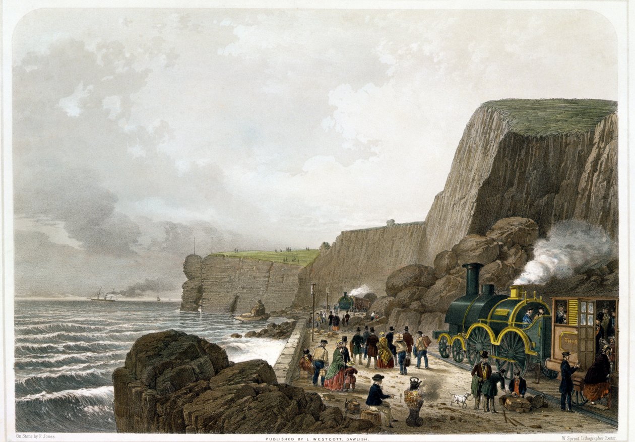 Güney Devon Demiryolu: Parson and Clerk Rock yakınlarında toprak kayması, 29 Aralık 1852 by English School
