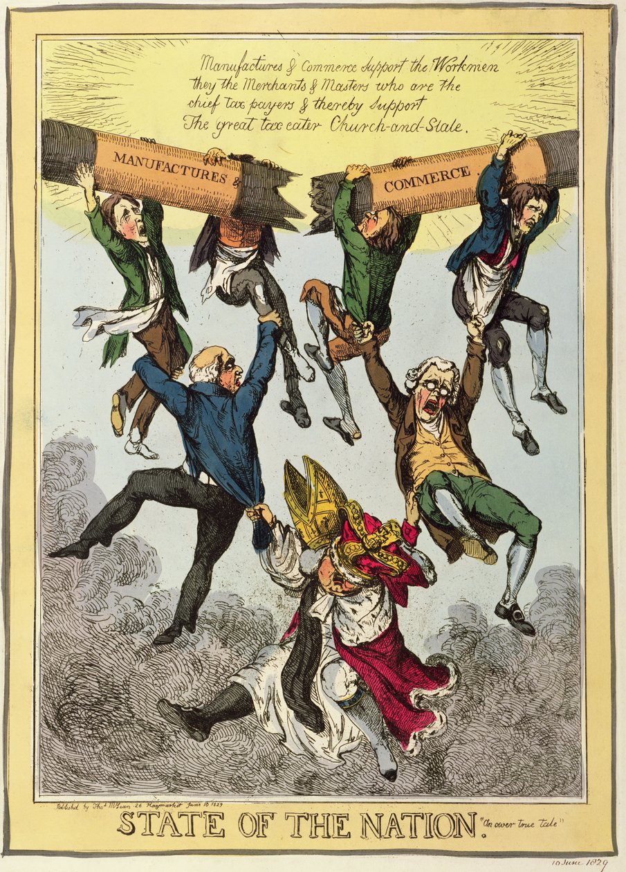 State of the Nation, 10th June 1829 (colour etching) by English School