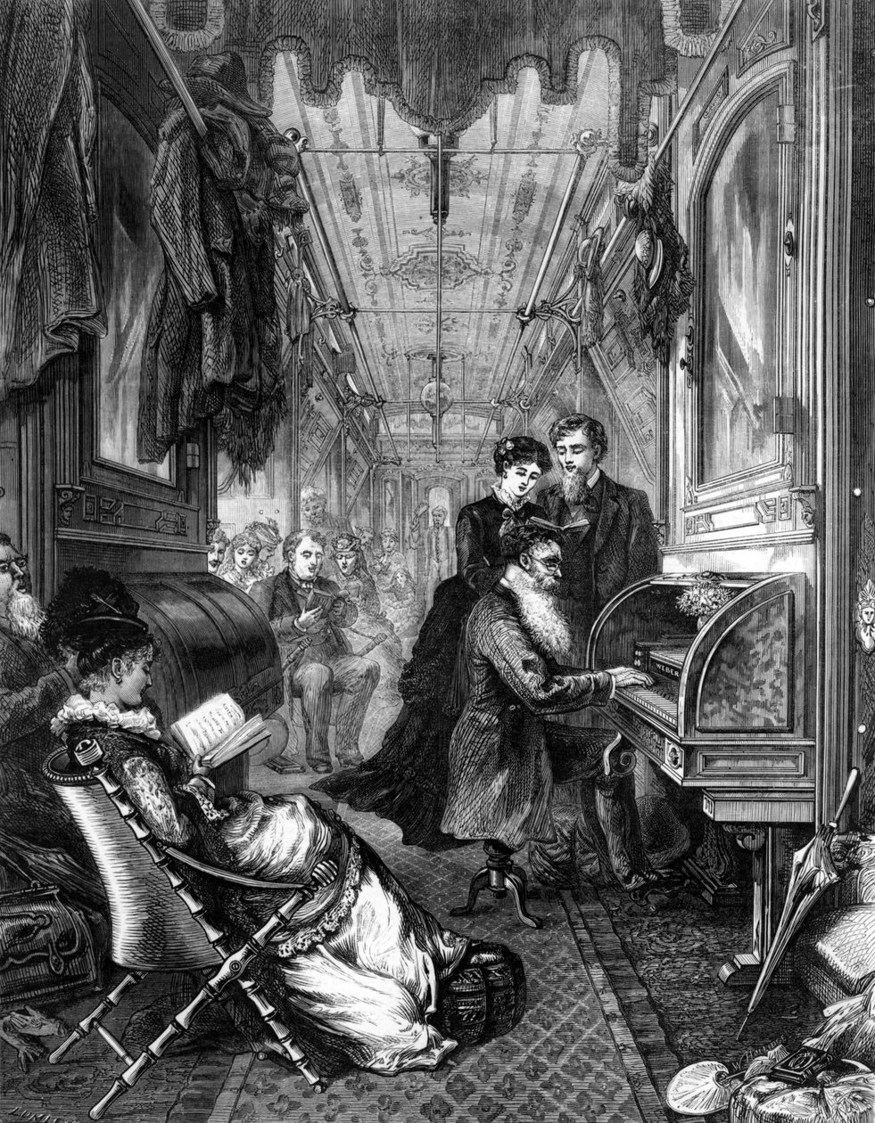 Pazar, Birlik Pasifik Demiryolunda, 1875 by English School