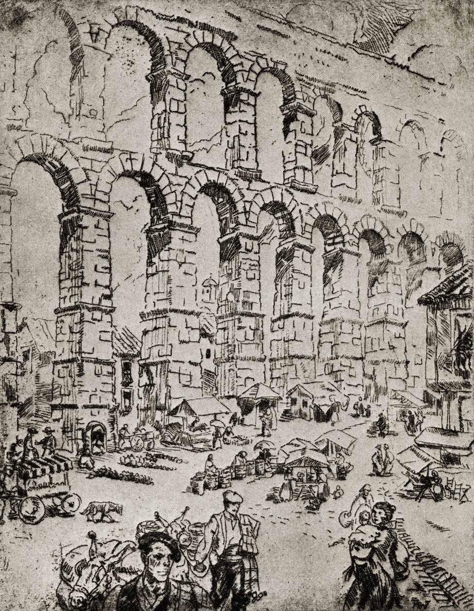 The Aqueduct at Segovia  by English School