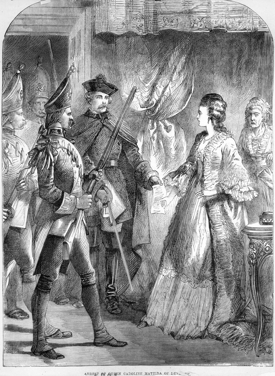 The Arrest of Caroline Matilda, Queen of Denmark and Norway in 1772 (print) by English School