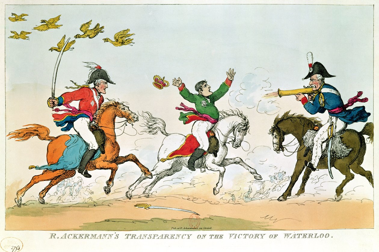 Waterloo Savaşı, 18 Haziran 1815, Ackermann tarafından yayınlandı, 1815-20 by English School