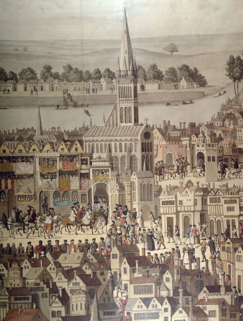 The Coronation Procession of King Edward VI (1537-53) in 1547  (detail of 2916) by English School
