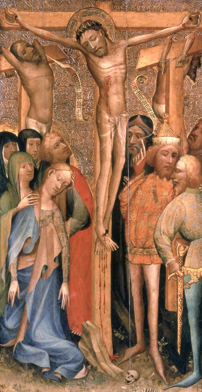 Çarmıha Gerilme, c.1395 (panelde tempera ve yaldızlı teneke kabartma) by English School
