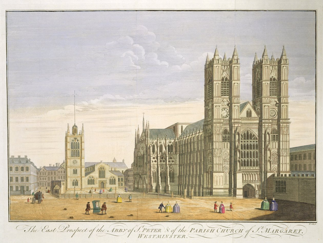 St. Peter Manastırı ve St. Margaret Parish Kilisesi, Westminster, B. Cole tarafından oyulmuş (fl.1748-75) by English School