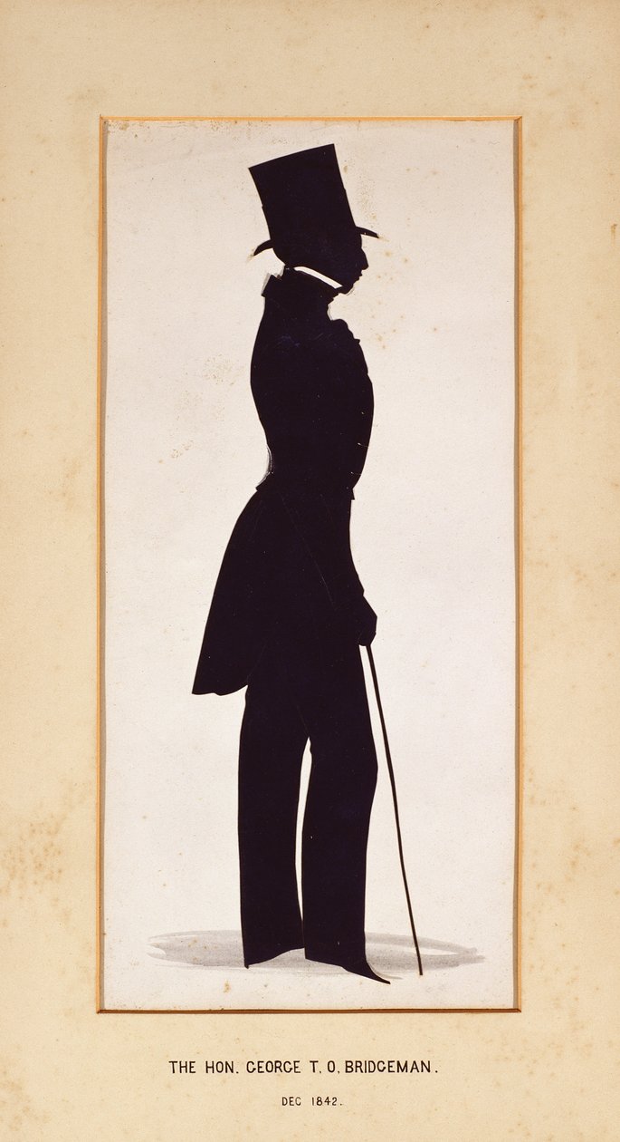 Hon. George Bridgeman, bilinmeyen bir sanatçının silueti, 1842 (kağıt) by English School