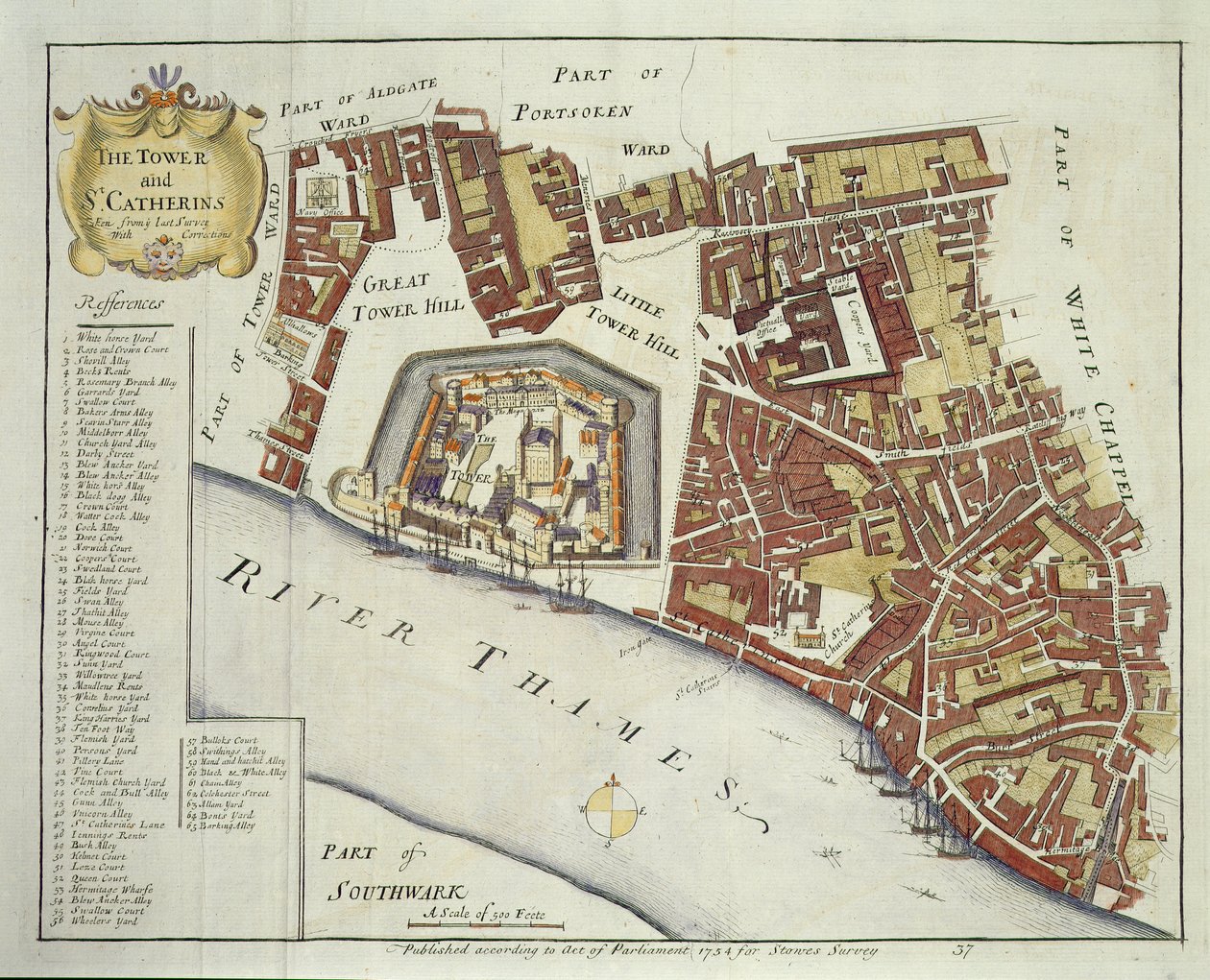 The Tower ve St. Catherines, Stows Survey of London için, pub. 1754 (ayrıntılar için 94440
