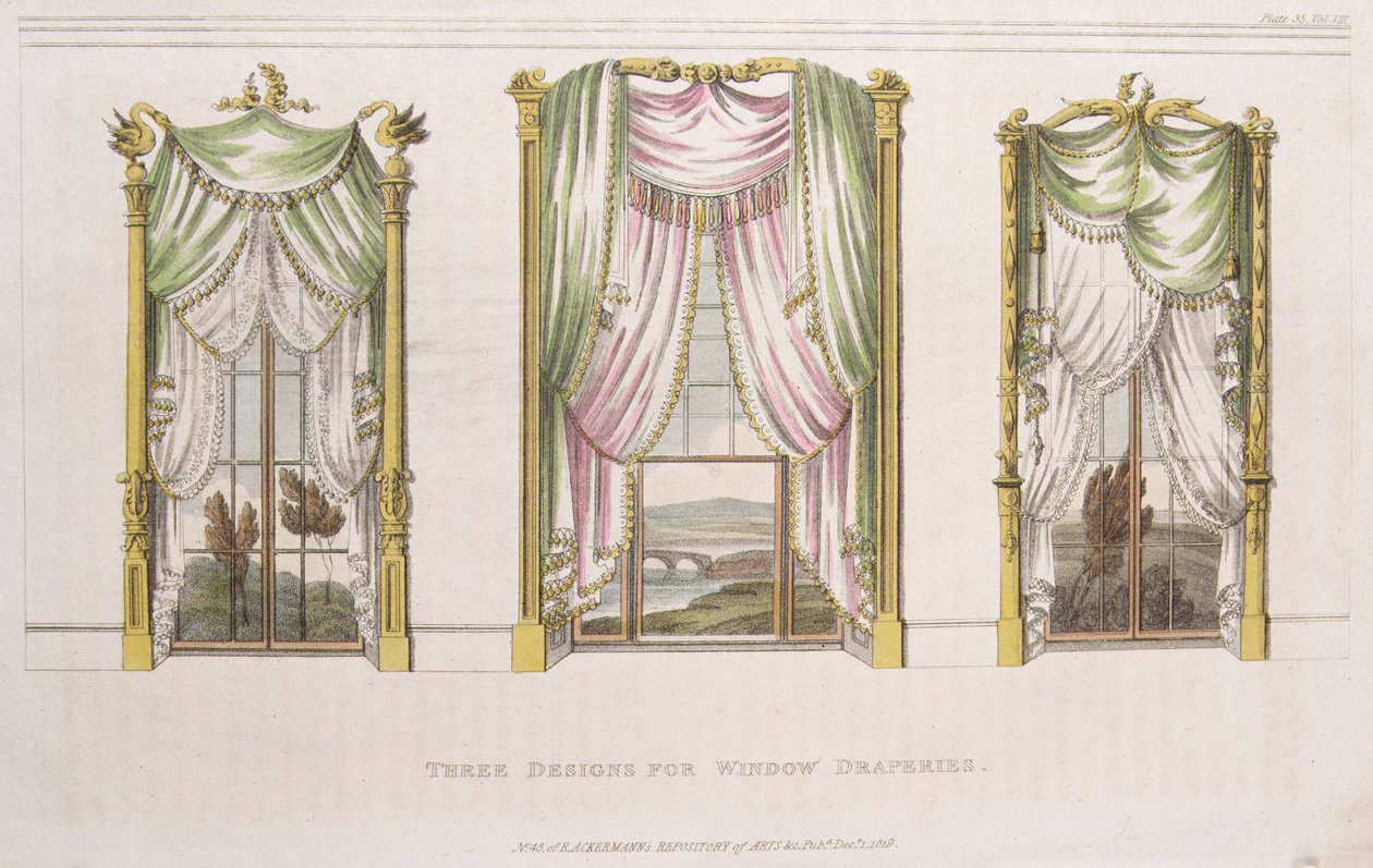 Pencere perdeleri için üç tasarım, Ackermanns Repository of Arts