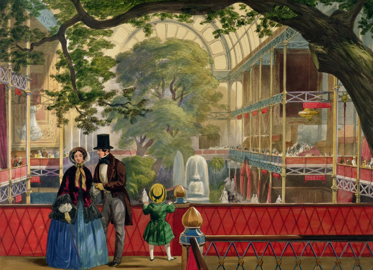 1854'te yayınlanan 1851 Büyük Sergisinin Dickinsons Kapsamlı Resimleri'nden balkondan görünüm by English School
