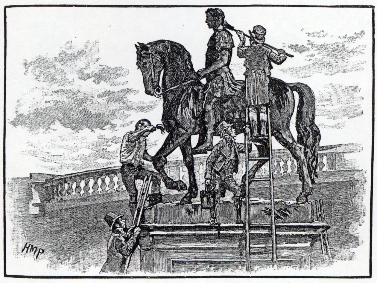 William III heykeli siyaha boyanırken, Dublin, 1821 by English School