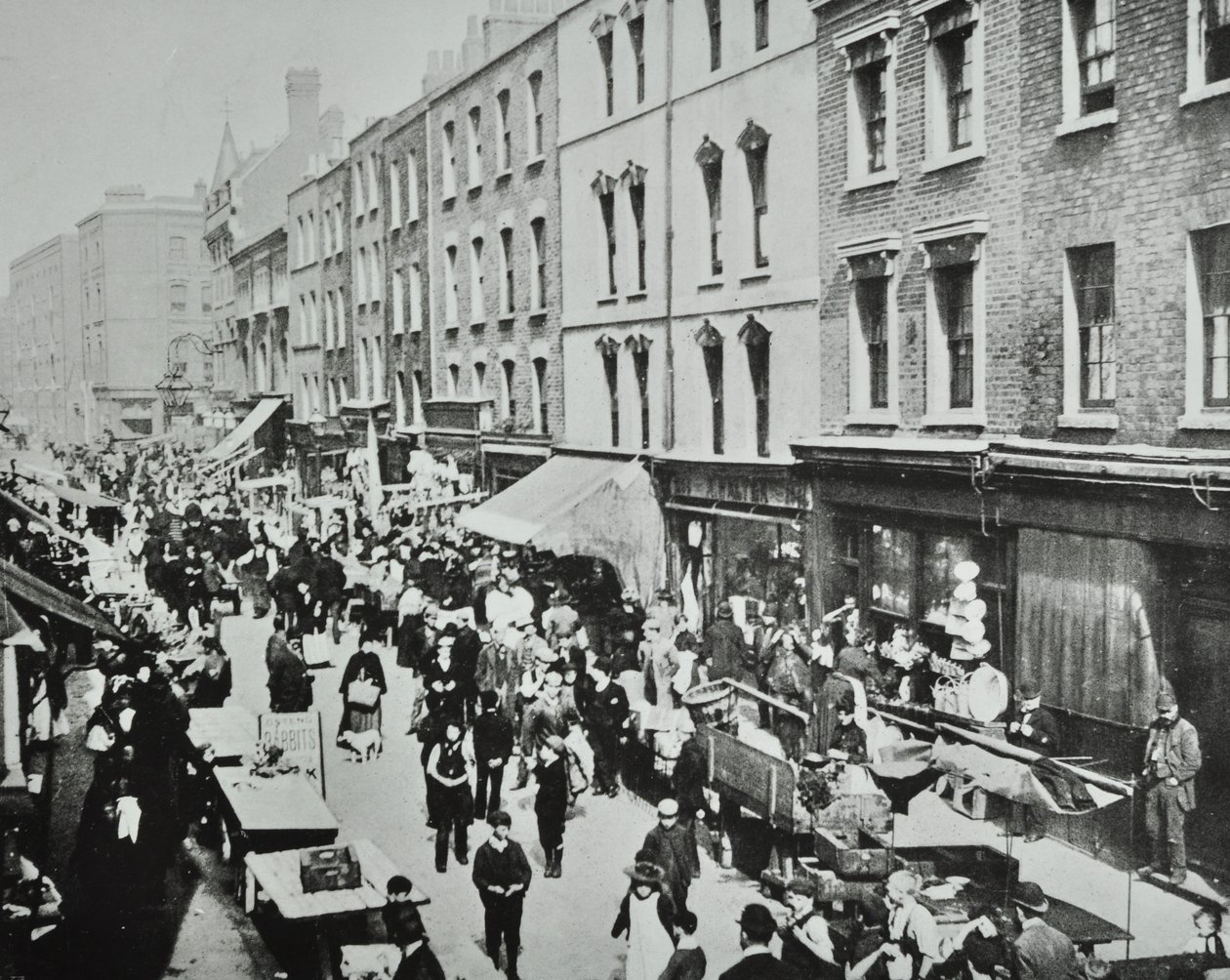 Brick Lane Pazarı, Brick Lane: genel görünüm, 1895 by English Photographer