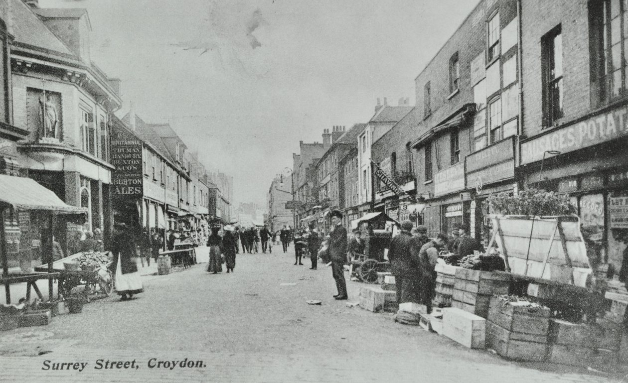 Britannia, Surrey Caddesi, Croydon: sokak pazarı, 1890 by English Photographer