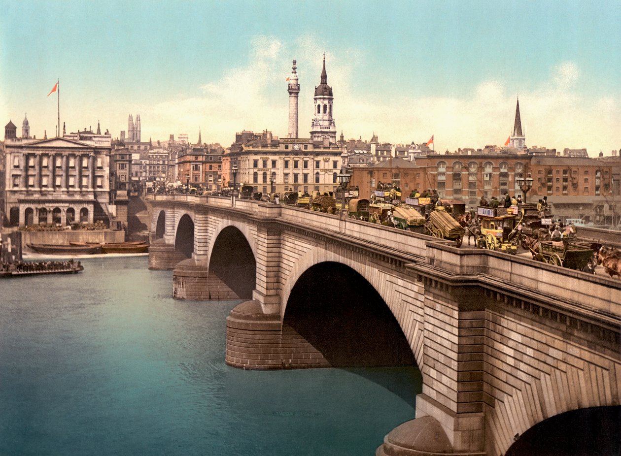 Thames Nehri üzerindeki London Bridge (el boyaması fotoğraf) by English Photographer