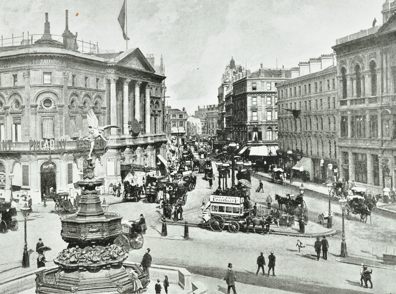 Londra Pavyonu, Piccadilly Circus, Westminster LB: doğuya bakış, 1896 by English Photographer