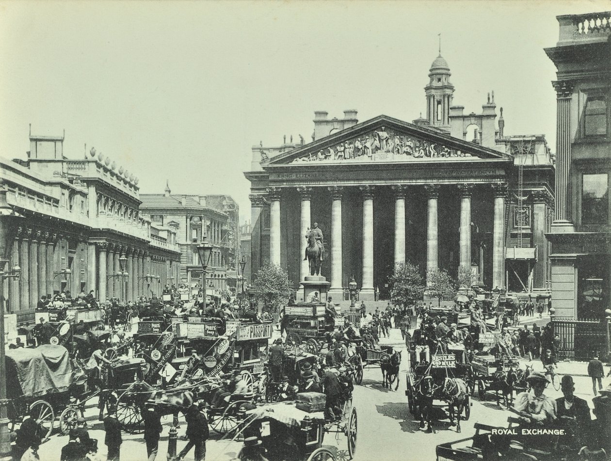 Kraliyet Borsası, Threadneedle Caddesi, Londra Şehri, 1890 by English Photographer