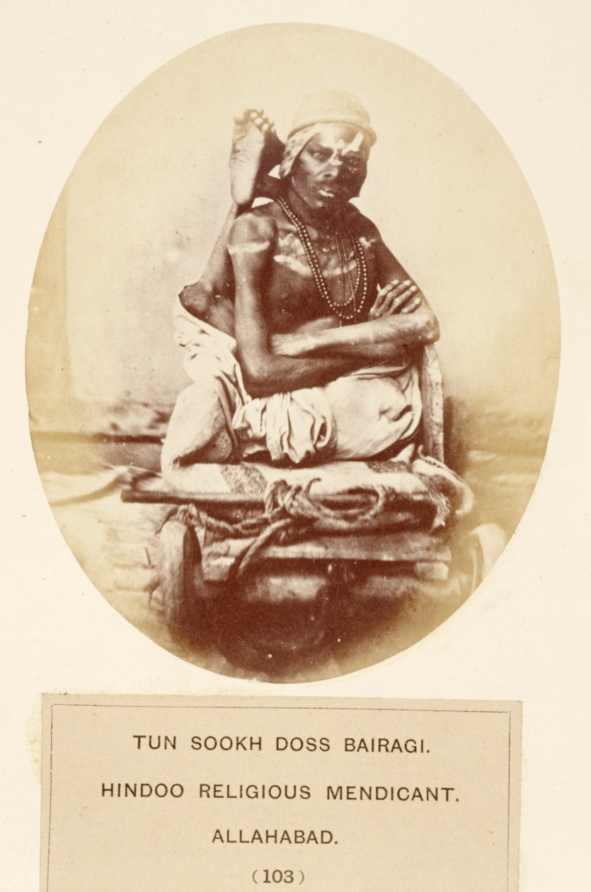 Tun Sookh Doss Bairago, Hindu Dini Mendicant, Allahabad, The People of India, J. Forbes Watson tarafından, 1868 yayınlandı (albüm baskısı) by English Photographer