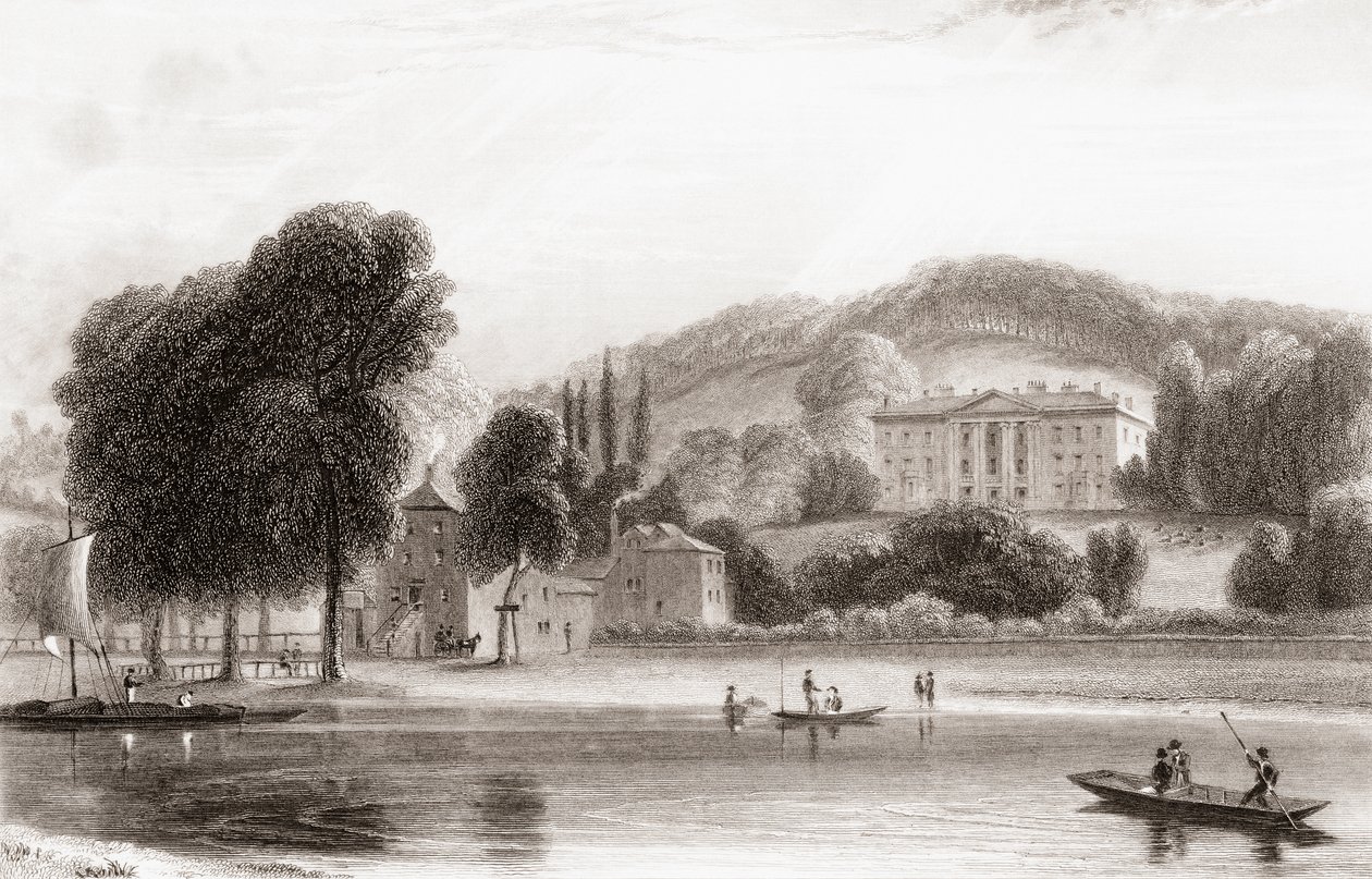 Beaumont Lodge, Old Windsor, Berkshire, İngiltere'nin 19. yüzyıl görünümü. 1854'te Society of Jesus'a satıldı ve bir Cizvit devlet okulu olan Beaumont College olarak yeniden adlandırıldı. Churton'ın Portre ve Manzara Galerisi'nden, 1836 by English School
