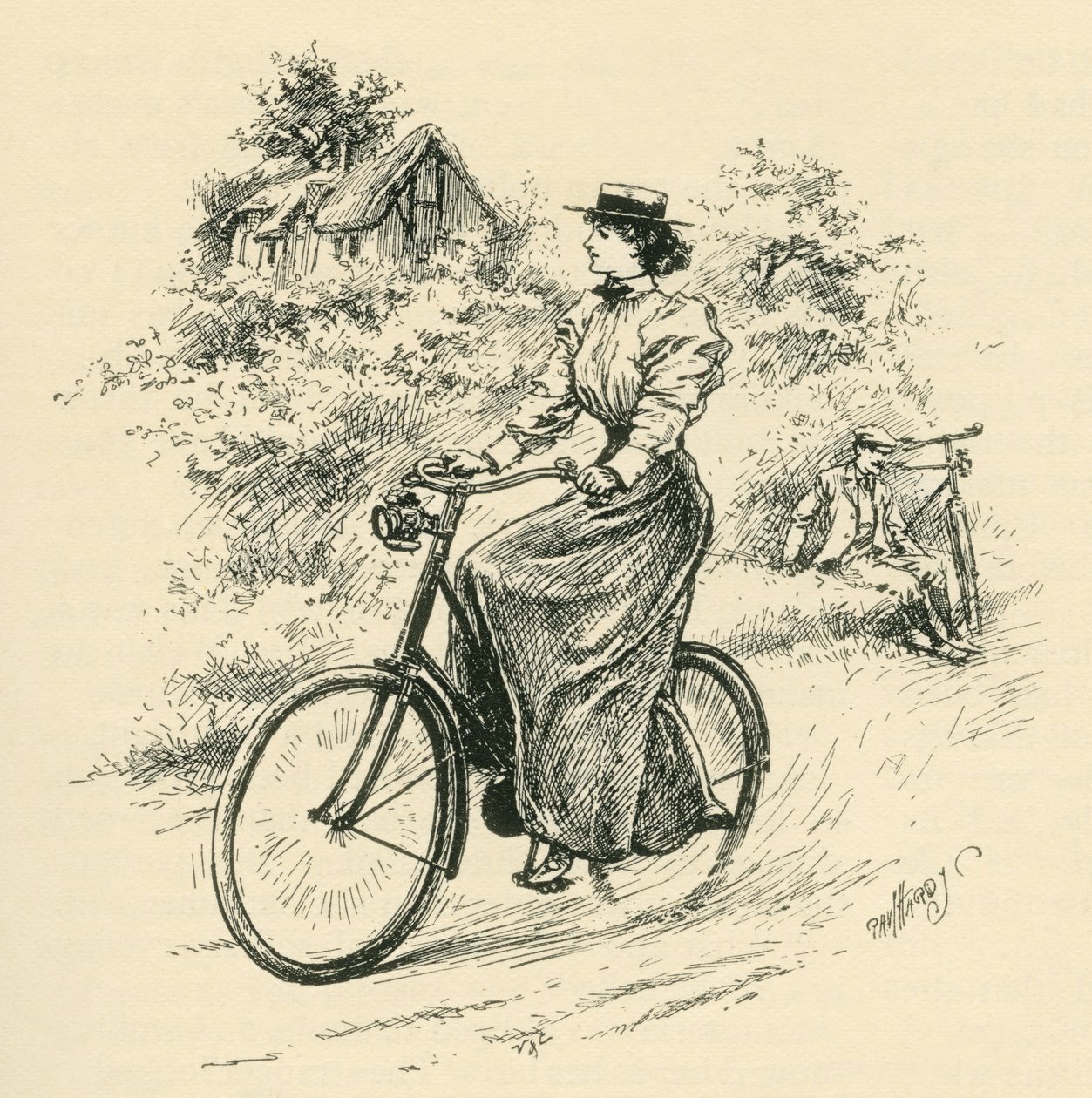 19. yüzyıldan kalma bir kadın bisikletçi. 1897'de yayınlanan The Strand Magazine'den. by English School