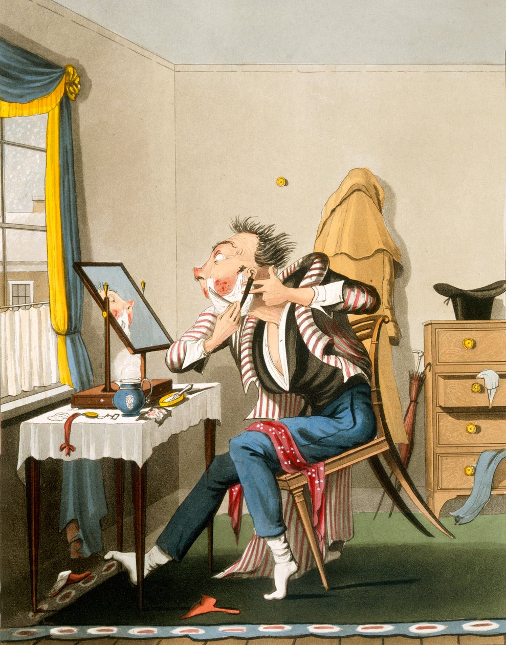 Bir Künt Jilet, pub. Hunt, 1827 (renkli gravür) by English School