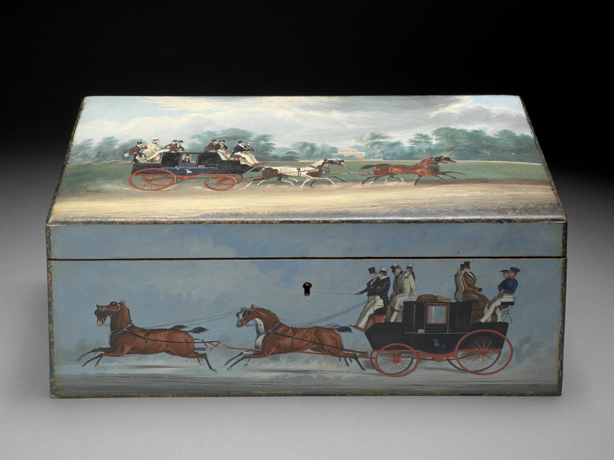 Taglioni Baskılarından Sahneler ile boyanmış bir Puro Kutusu, c.1840 (meyve ağacı üzerine yağlı boya) (arkadan görünüm için 285536