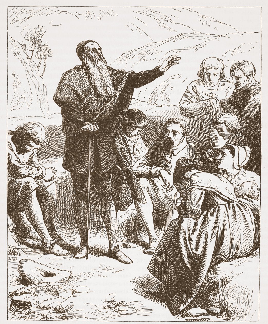 Bir Conventicle: Worship on the Hill-Yanda, James Aitken Wylie (1808-1890) tarafından yazılan Protestanlığın Tarihinden bir örnek, pub. 1878 by English School