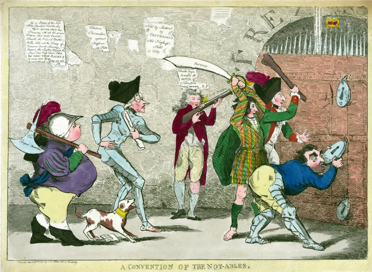 Beceriksizler Konvansiyonu, yayın. 1787 (el renkli gravür) by English School