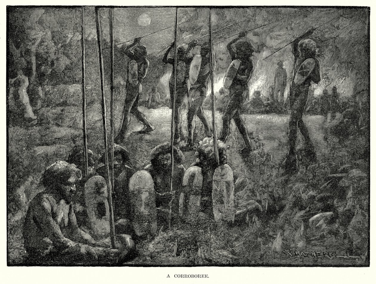 Bir Corroboree (gravür) by English School