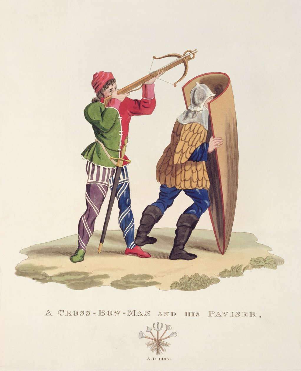 Bir Okçu ve Paviser, 1433, Antik Zırh, Samuel Rush Meyrick, 1824 by English School