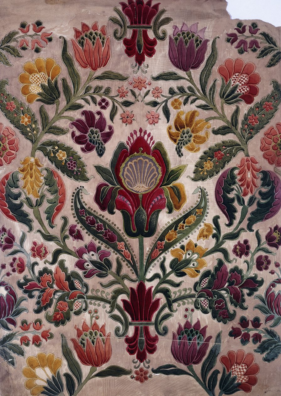 Tam Renkli Goblen, İpek veya Duvar Kağıdı Karikatürü, c.1830-40 by English School