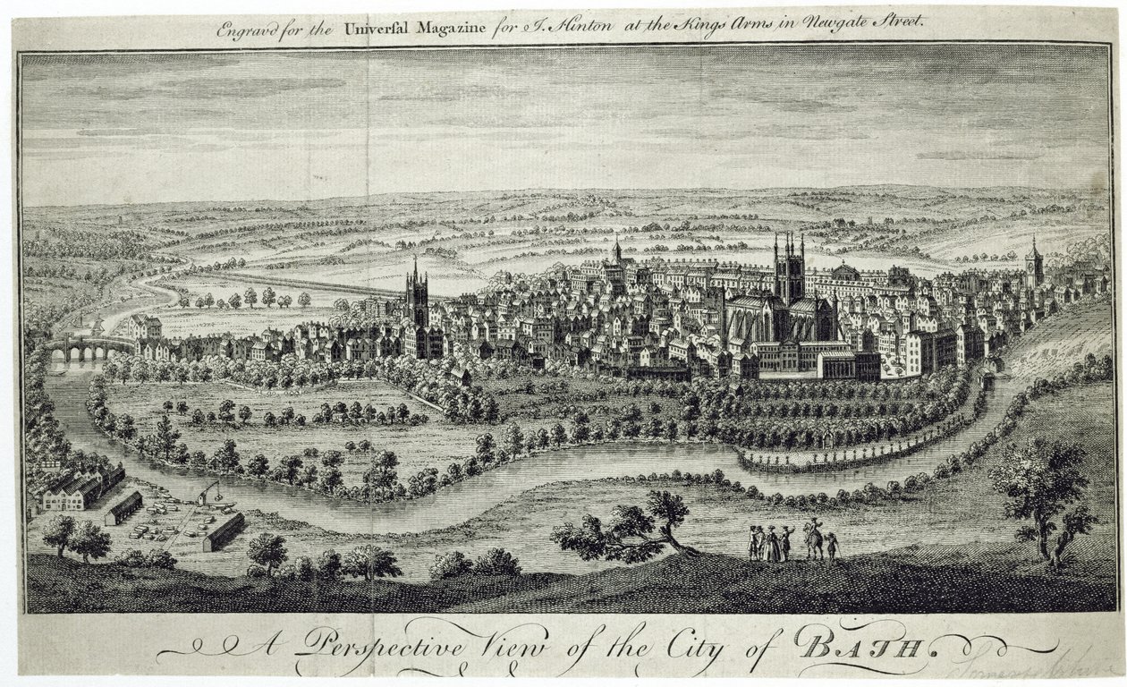 Universal Magazine için oyulmuş Bath City of Perspective View, c.1750 by English School